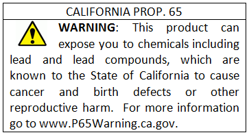 California Prop. 65 standard form warning notice